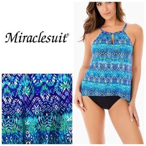 New. Miraclesuit blue peephole tankini top. 16DD. Retails $142